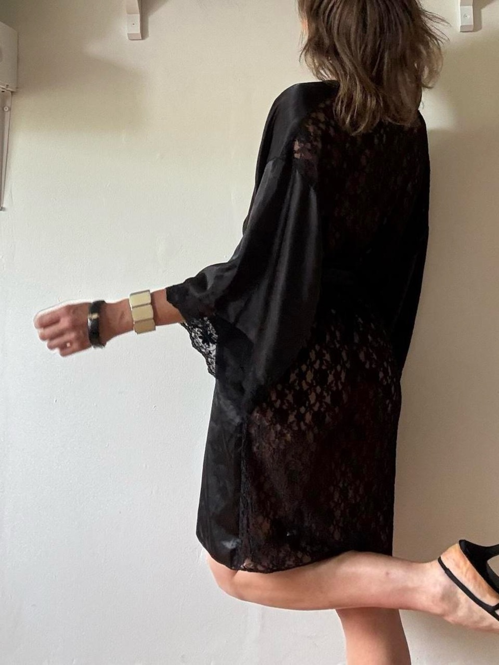Vintage satin lace kimono cover-up